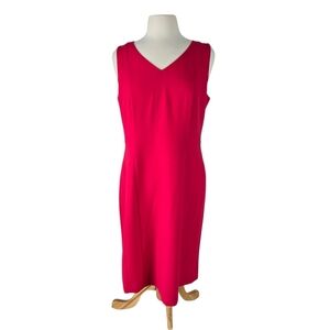NWT Talbots V Neck Sleeveless Sheath Dress Size 12 Red/Pink Careerwear